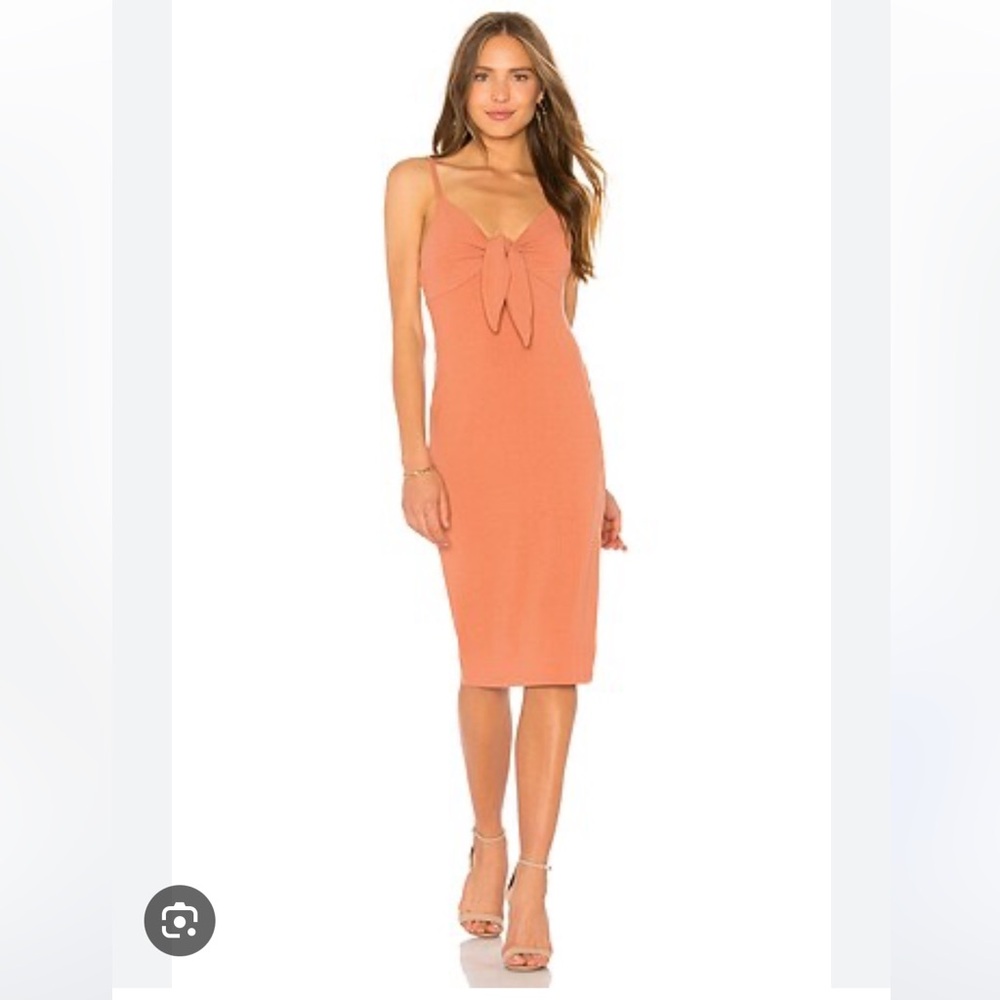 MINKPINK Andalucía tie front midi dress - coral